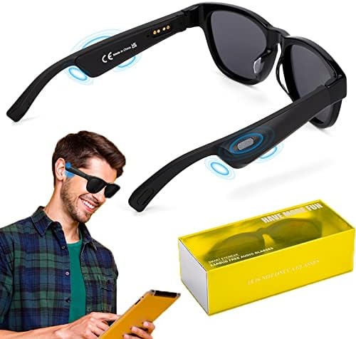 Óculos de sol inteligentes e óculos de áudio Bluetooth sem fio, controle de voz e música aberta e