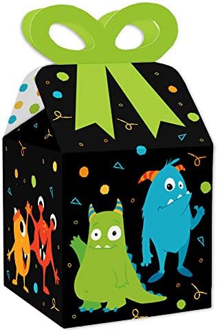 Big Dot of Happiness Monster Bash - Square Favor Gift Caixas - Pequena festa de aniversário de monstro ou caixas de arco de chá de bebê - conjunto de 12