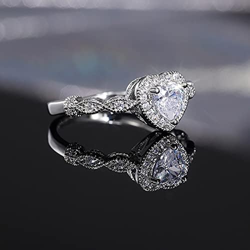 2023 Novo anel de zircão de amor brilhante redondo jóias brancas jóias de jóias