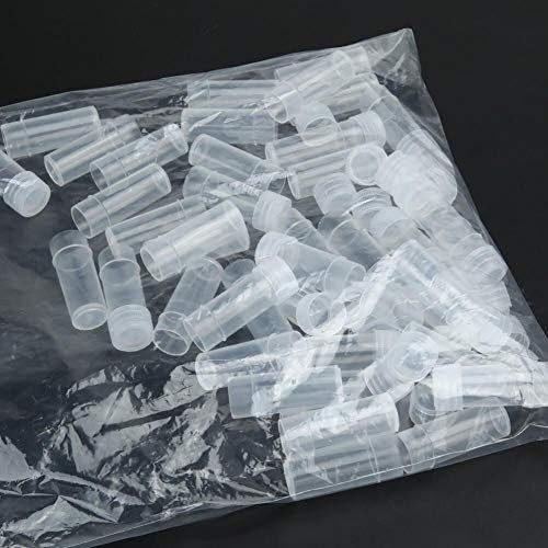 Natefemin 50pcs 5ml Volume plástico Plástico pequeno frasco de frasco de armazenamento de amostra de amostra de amostra transparente de 42 mm de comprimento de comprimento