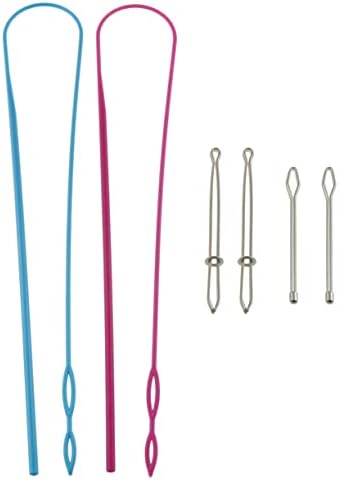 Luorng 6in1 Plástico F trustes flexíveis de cordão de metal Treís de cordão de metal Tweezers Kit Acessórios de tricô DIY