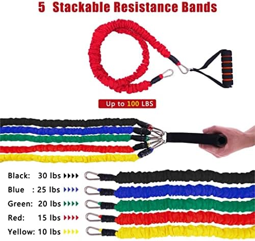 Sawqf 100-150lb Bandas de resistência ao tubo definidas com mangas de nylon protetidas faixas elásticas de