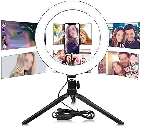 MJWDP 26cm LED Ring Light Profissional com suporte de tripé e suporte para o suporte do clipe de desktop lâmpada de fotografia de selfie