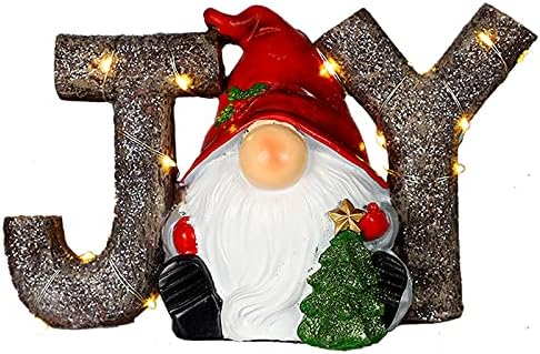 Decorações de mesa de Natal de mortime com luzes LED, resina Joy Centralpiece Papai Noel Hold Hold Christmas Tree