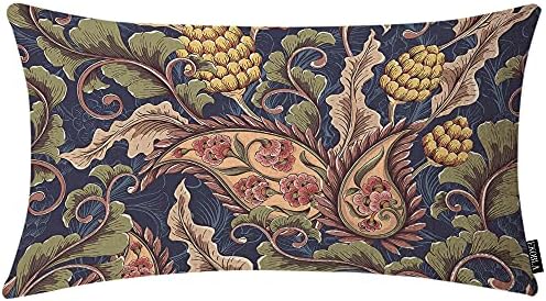 Ekobla Paisley Padrão floral Flores de travesseiros decorativos Planta abstrata folhas de galhos intrincados Caixa de almofada de caça quadrada da cintura