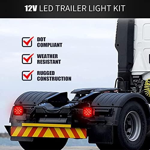 GONICE 2PCS Square LED Trailer Light Kit, Stop Brake Tail Placa de execução Lâmpada LED LED LED para 12V Camper