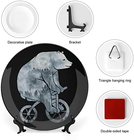 Florestar bicicleta biciclo engraçado porcelana placa decorativa de placas de cerâmica redonda artesanato