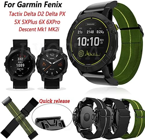 Bkuane 26mm liberação rápida nylon loop elástico faixa de banda de vigilância para Garmin Fenix ​​6x 6 Pro Fenix ​​5x 5 mais 3HR tactix delta mk2 smart watch