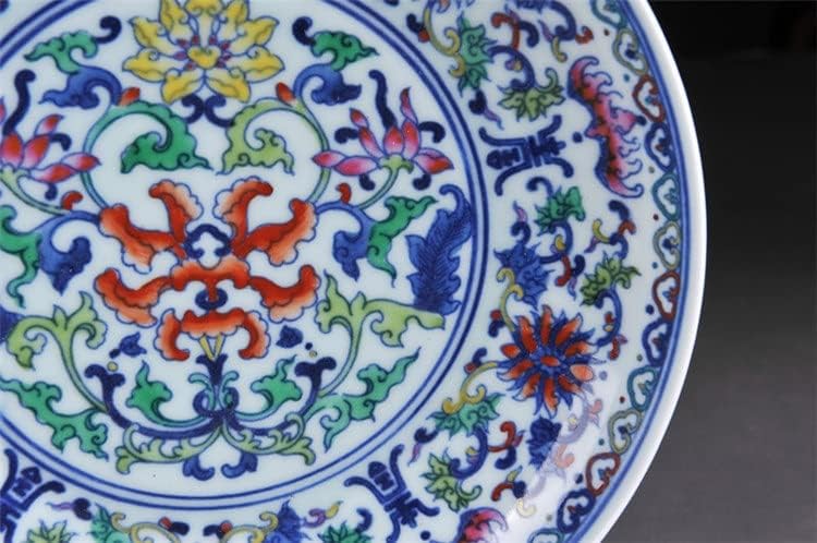TJLSS Placa de porcelana Antigo porcelana pintada à mão Planto pastel azul e branco Cerâmica de placa
