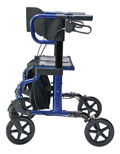 LUMEX HYBRIDLX 2-em-1 Rollator Walker & Transport Wheelchair, rodas grandes de 6 , azul majestoso, lx1000b