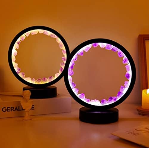 Lâmpada de cristal de ametista-decoração de casa artesanal natural para serenidade e relaxamento 10cm-22cm-18cm