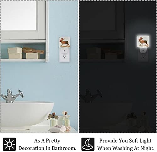 2 Pacote de plug-in Nightlight LED Night Light Running Deer, Sensor do Dusk-to-Dawn para o banheiro do quarto infantil, viveiro, cozinha, corredor