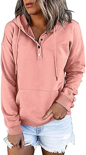 Hoodies Cutton COR SOLID SOLID WOMENS PULLOVER TOPS TOPS BOTOL POLOCO DE PESQUISA CLASSE