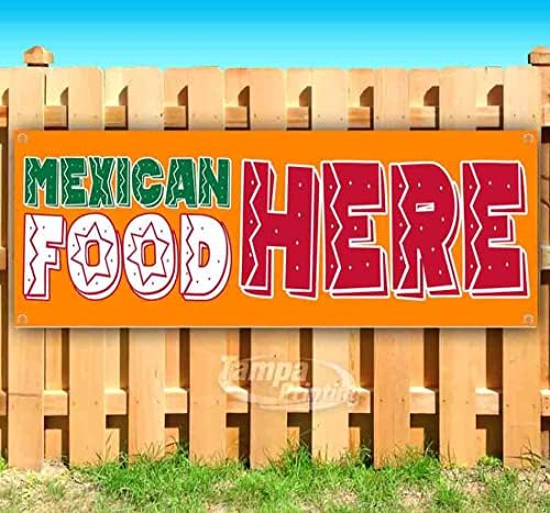 Banner aberto de comida mexicana 13 onças | Não-fábrica | Vinil de serviço pesado unilateral com ilhós de metal