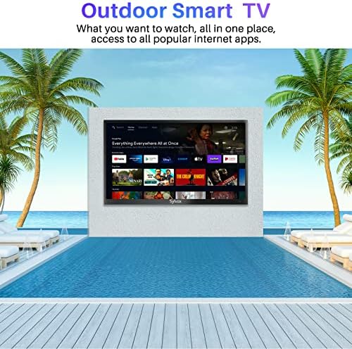 Sylvox ao ar livre TV, série de 65 Deck Pro 4K UHD Smart TV com Voz Remote, IP55 à prova d'água, HDR, Chromecast embutido, 3 portas HDMI, taxa de atualização de 60Hz, TVs inteligentes projetadas para o exterior