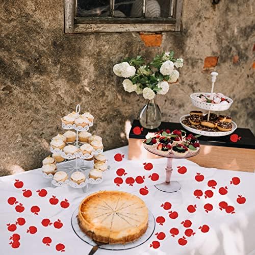 Confetti de aniversário da maçã Halodete - Decorações de mesa de festa do chá de bebê - Confetes de festa de frutas - Decorações de confete de maçã de verão - Glitter vermelho, 120pcs