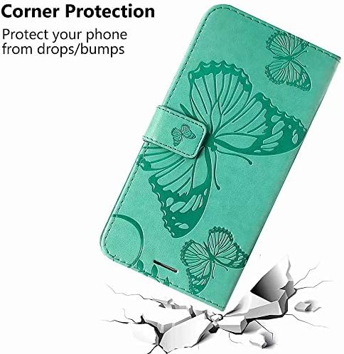 Caso da carteira de Meupzzk para Samsung Galaxy S21 Ultra, Butterfly Premium de couro premium em relevo [Folio Flip] [Kickstand] [slots de cartão] [Strap de pulso] [6,8 polegadas] Tampa do telefone para Samsung S21 Ultra