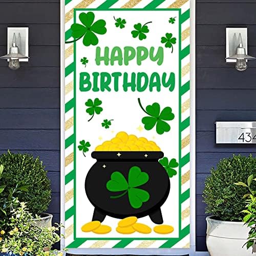 Decorações do dia de St Patricks St Patricks Banner Feliz aniversário Decoração de tema Shamrock para a varanda
