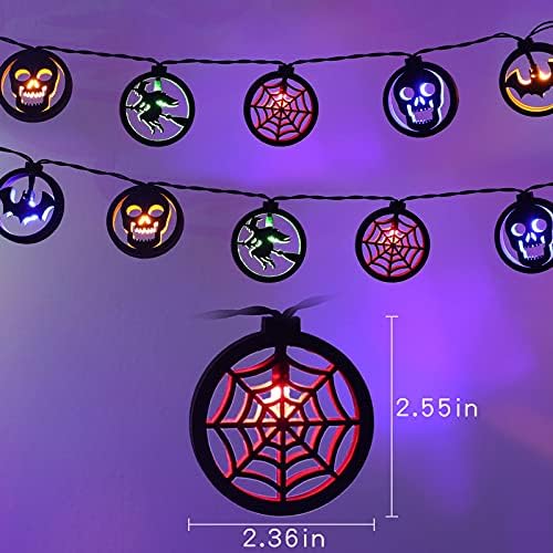 Decorações de Halloween, 2022 Nova versão 10ft 20 LEDs Luzes de madeira com 4 padrões, Bateria