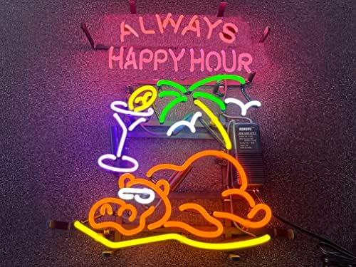 Sinais de cerveja de neon, placas de barra de neon, para decoração de parede, vidro artesanal colorido de ldgj, sinais de luz de barra de neon para clube de bares de cerveja, bar de cabana, restaurante, ideal para presentes, placas de bar para bar, ligras de luz iluminadas