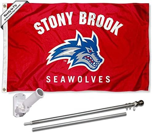 Flags e Banners College Co. Stony Brook Seawolves Bandle e suporte de suporte de poste