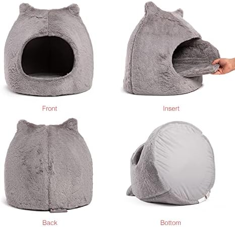 Melhores amigos de Sheri Meow Hut na capa de peles Dome Cat and Dog Bed, cinza, Jumbo