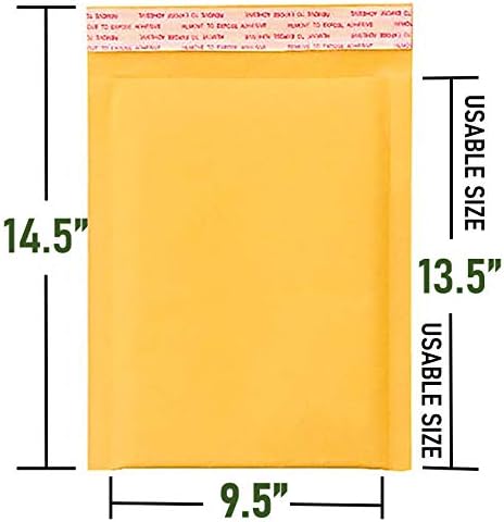 Sales4less 4 Kraft Bubble Mailers 9.5x14,5 polegadas Enviar envelopes acolchoados self SEAL Impermeável