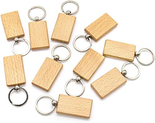 Auear, em branco Corrente de madeira de madeira chaveiro de chaves de chave de anel Tags EDC personalizadas ou melhor