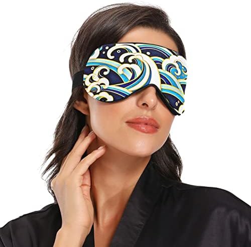 Máscara de olho do sono unissex japonesa-big-ondas no dia máscara de dormir confortável