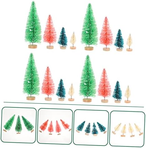 Mini Mini Árvore de Natal Minúscula Árvore de Natal Pequena Árvore de Arreca de Natal Decorações de Desktop Mini Pinheiros Decoração de Lareira Sisal Ornamentos miniaturos Sisal Sisal Silk 16pcs