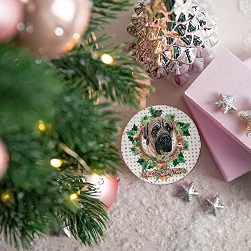 Ornamento de cerâmica de Natal Feliz Christmas Wreath Inglês Springer Spaniel Dog Ornamentos de Natal Os amantes