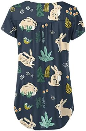 XIPCOKM Feliz camisetas de Páscoa para mulheres ovos de coelho impressa túnica top top solto casual botton camiseta macia comffy camisa cristã blusa