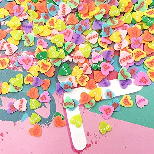 Kemeilian RTAO109 20G 5mm Colorido Love Heart Polymer Clay Hot Sprinkles for Crafts Uil Art Decoration Diy Scrapbooking Acessórios para telefone DIY