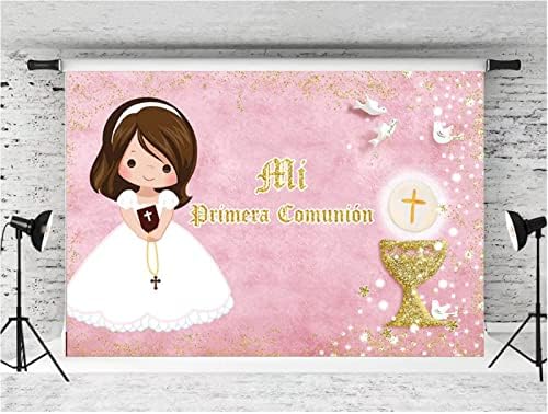 Antecedentes fotográficos Batismo My First Communion Chalice Girl Birthday Party Decoration Backgrace Curtans