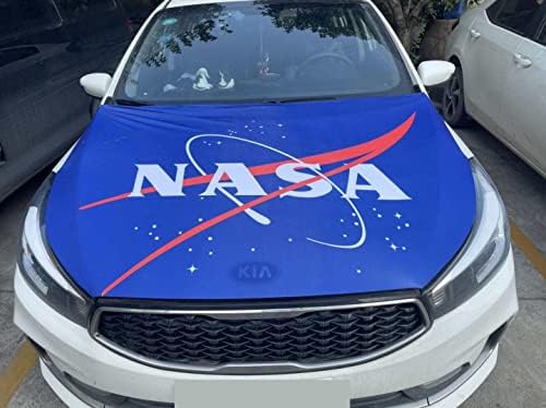 NASA Bandeira da bandeira da bandeira capa de capa de capa do espaço de espaço lavável e elástico à prova de intempéries, banner não adesivo de 3,5 x 5 pés se encaixa na maioria dos carros americanos EUA UFO Spaceship Shuttle Universe Stars