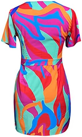 Vestidos de verão para mulheres 2023 Casual Casual Ruffle Ruffle Leveless Beach Mid Solted Color Solid Soll V Neck Discution Dressos sem mangas