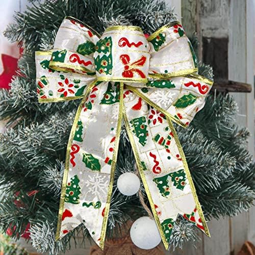 Natal pintado de ouro pendurado ornamento clássico de impressão de natal decoração de fita de fita para