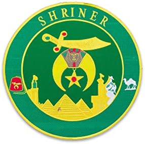 Patch Shriner Green Masonic para maçons - símbolo Shriners para colete da Maçonaria ou Ferro de Jaqueta em Patches Tamanho de 10,5 ”Round Round