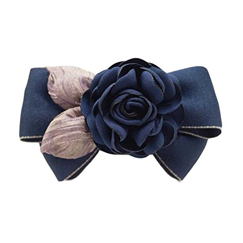 Cabelo de pano de flor de rosa artificial Pin de cabelos em bowknot artesanal, Marinha