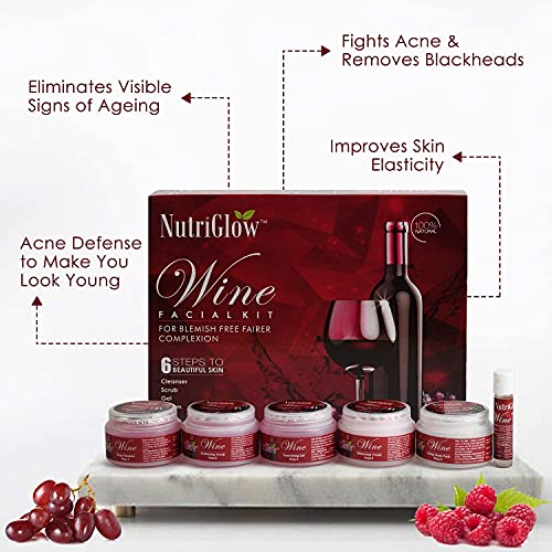 Kit facial de vinho nutriglow para pele brilhante instantânea+massageador facial portátil/260 g/hidrate