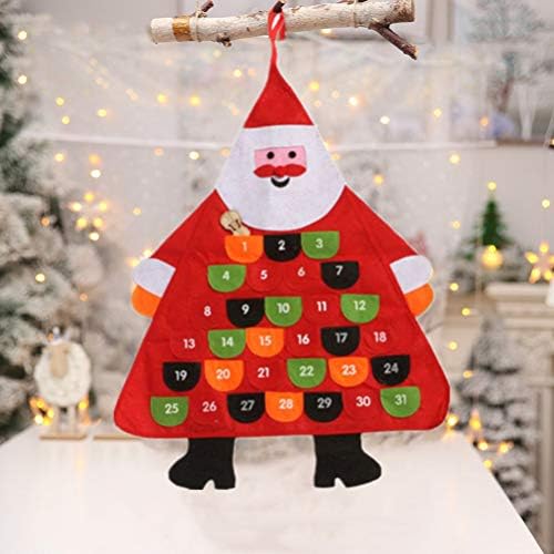 Nolitoy Christmas Countdown Calendário Ornamento com bolso de 31 dias boneco de neve calendário de advento Holida de Natal Decoração de escritório em casa