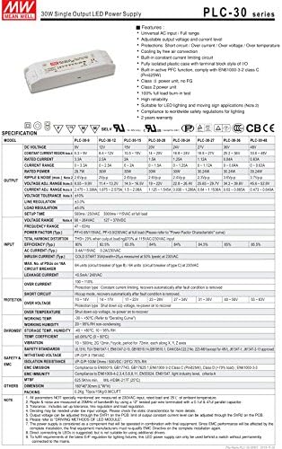 [PowerNex] médio poço PLC-30-36 36V 0,84A 30.24W SOUDA DE LED DE LED de saída única com PFC