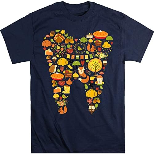 Camisa de esquadrão dental de Ação de Graças, tee dental pupmkin, presente de dentista de Halloween,