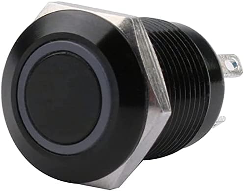 NYCR 12mm de botão de botão de metal preto oxidado à prova d'água com lâmpada LED Momentary trava PC Power