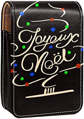 Bolsa de batom de batom de maquiagem de oryuekan com espelho portátil de armazenamento de armazenamento portátil de armazenamento de armazenamento labial de armazenamento, padrão de árvore de Natal