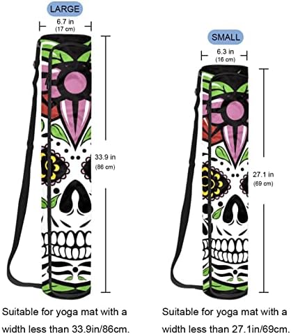 Ratgdn Yoga Mat Bag, Mexican Skull Exercício de ioga transportadora de tape