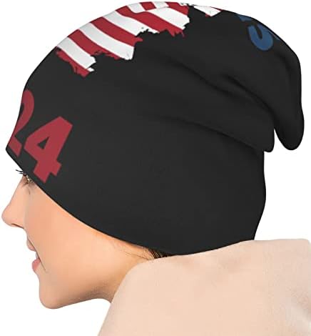 Kadeux DeSantis 2024 Feanie Hat Unissex Kary Knit Slouchy Beanie para homens e mulheres de respirabilidade Elasticity Skull Cap Headwear Black