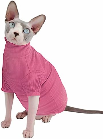 Sphynx Cats sem pêlos Camisa de algodão gato gato de gola alta camisetas de gatinho de gatinho
