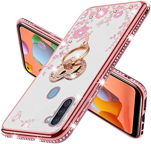 KUDINI PARA SAMSUNG Galaxy A11 Caixa de telefone, Crystal Glitter Slim for Women, Bling Butterfly Heart Floral Clear TPU MONE