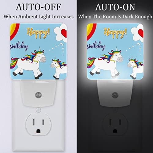 Unicorn Feliz aniversário LED Night Light, Kids Nightlights for Bedroom Plug in Wall Night Lamp Brilho